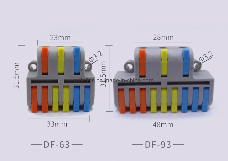 Origin China CE Certification 1 in 2 out 3 in 6 out PA Material 250V 32A Big Current Wire Joint Compact Splicing Wire Connector Lever Nut Terminal Block